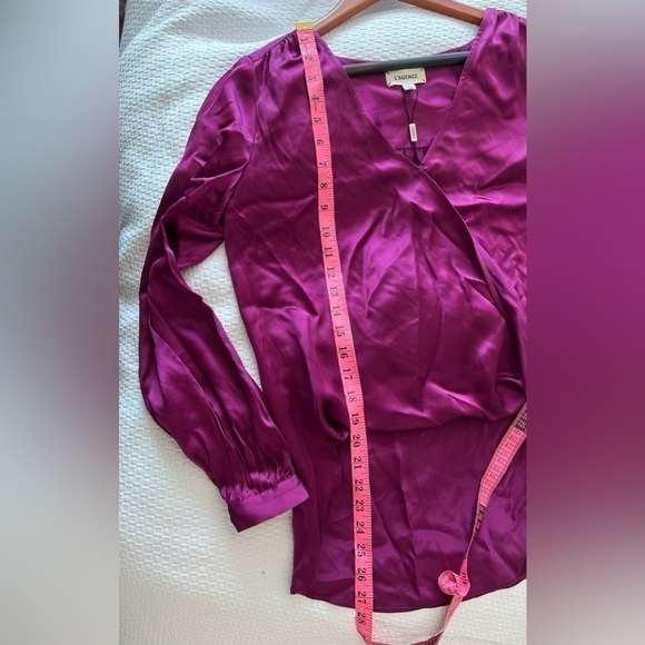 NWT L'AGENCE Silk drape wrap Front Long Sleeve Shirt Size XS - Picture 9 of 11